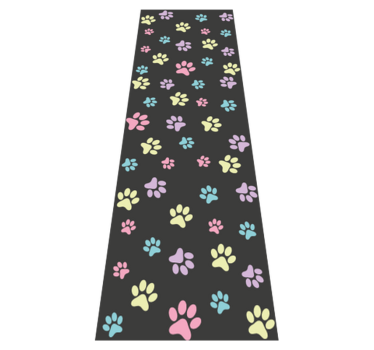 Bedroom carpet with vibrant dog paw prints - TenStickers