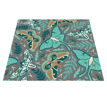 Bedroom carpet with green and blue butterflies - TenStickers