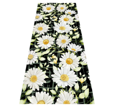 Bedroom carpet with realistic daisies on stripes - TenStickers
