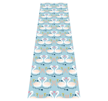 Bedroom carpet with swans in love on blue background - TenStickers
