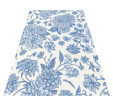 Blue dahlia floral bedroom carpet - TenStickers