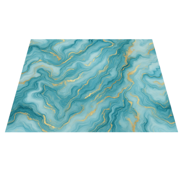 Bedroom carpet in light blue and gold marble style - TenStickers