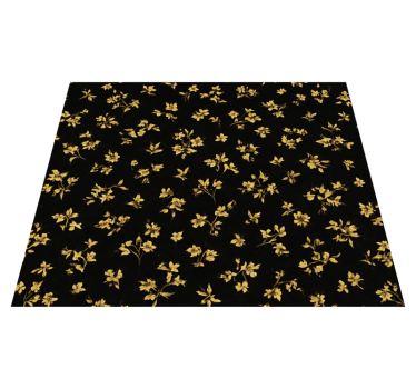Bedroom carpet in dark background with gold flowers - TenStickers
