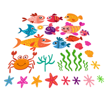 Kids carpet colorful baby fishes design - TenStickers