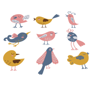 Kids carpet nine bird sticker decal - TenStickers