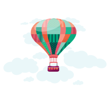 Kids carpet patchwork hot air balloon design - TenStickers