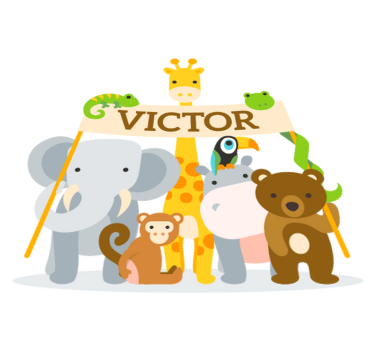 Kids carpet featuring personalized welcoming animals - TenStickers