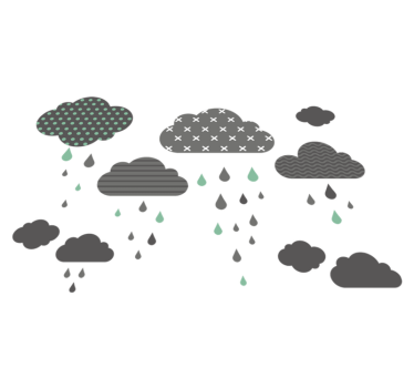 Kids carpet in grey rainy clouds design - TenStickers