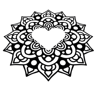 Bedroom carpet mandala in heart-shaped frame - TenStickers
