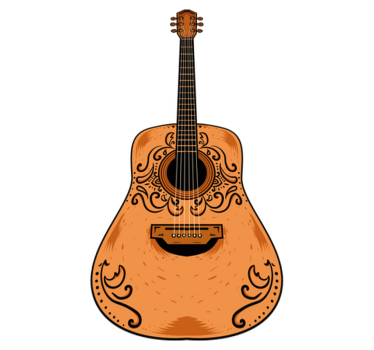 Bedroom carpet in vibrant orange guitar design - TenStickers