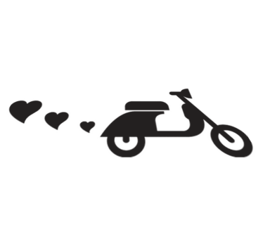 Bedroom carpet with motorbikes and hearts - TenStickers