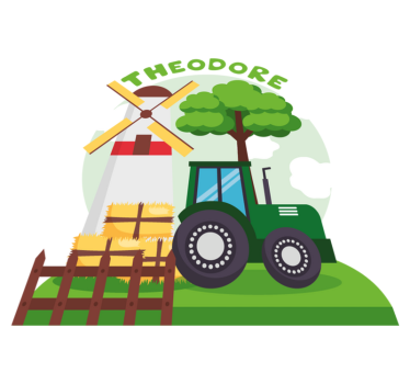 Kids carpet green tractor on hill with clouds - TenStickers