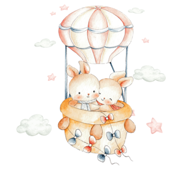 Kids carpet bunny hot air balloon - TenStickers