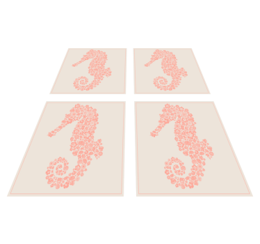 Floral sea horse bathroom mat - TenStickers