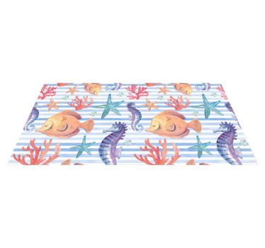 Bathroom mat sea life tiles design - TenStickers