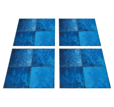 Marine blue square motif bathroom mat - TenStickers