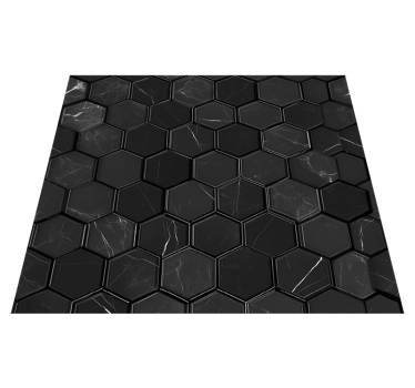 Bathroom mat in black hexagon design - TenStickers