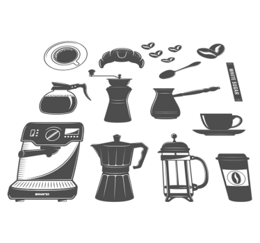 Kitchen vinyl mat coffee set design - TenStickers