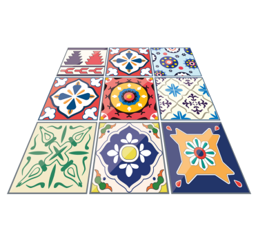 Colorful decorative tile kitchen vinyl mat - TenStickers