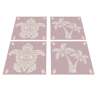 Kitchen vinyl mat hawaiian turtle and palm design - TenStickers