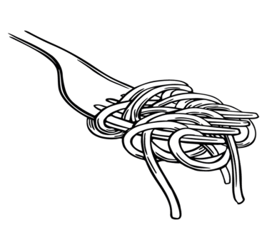 Kitchen vinyl mat with spaghetti fork design - TenStickers