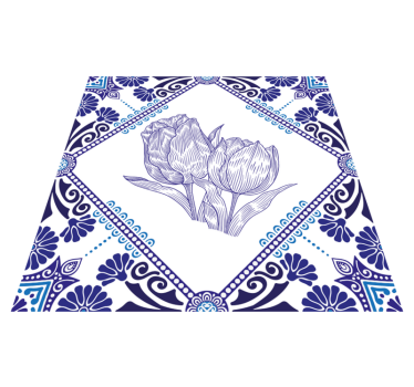 Kitchen vinyl mat delfts blue tulips design - TenStickers