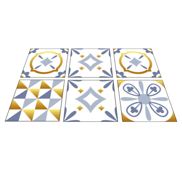 Kitchen vinyl mat with golden effect tile design - TenStickers