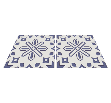 Kitchen vinyl mat with cute blue and white tile design - TenStickers
