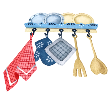 Kitchen vinyl mat hand drawn watercolor kitchen tools - TenStickers