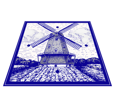 Delft blue kitchen vinyl mat - TenStickers