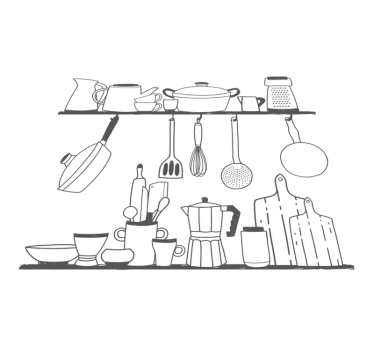 Kitchen vinyl mat for cooking utensils on shelves - TenStickers