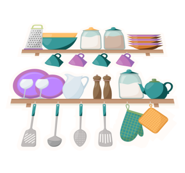 Kitchen vinyl mat for kitchen shelves with utensils - TenStickers