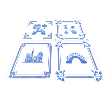 Delftware dutch houses kitchen vinyl mat - TenStickers