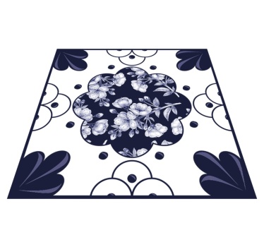 Kitchen vinyl mat with floral tile pattern - TenStickers