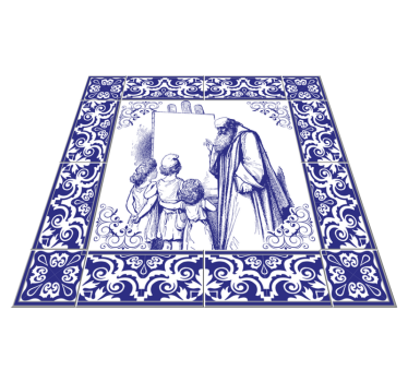 Kitchen vinyl mat blue delft design - TenStickers