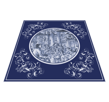Kitchen vinyl mat with blue delft crowd design - TenStickers