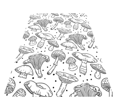 Kitchen vinyl mat with monochrome hand-drawn mushrooms - TenStickers