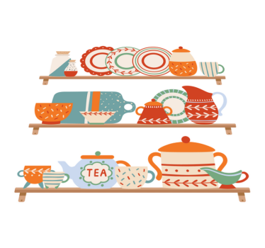 Kitchen vinyl mat for kitchen tableware on shelf - TenStickers