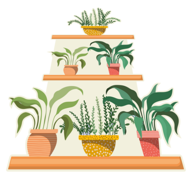 Kitchen vinyl mat watercolor plant shelf set - TenStickers