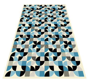 Kitchen vinyl mat with retro blue bauhaus design - TenStickers
