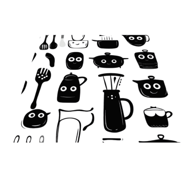 Kitchen vinyl mat with drawn black utensils - TenStickers