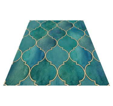 Kitchen vinyl mat in jade green with gold accent - TenStickers