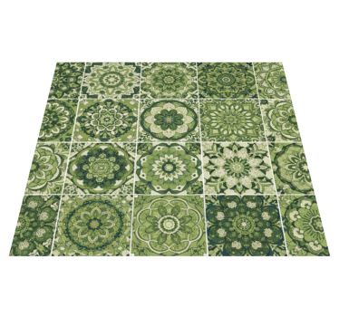 Moss green kaleidoscope kitchen vinyl mat - TenStickers