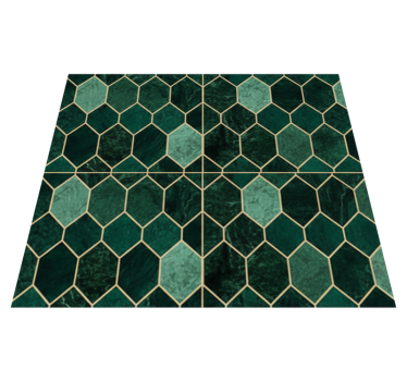 Kitchen vinyl mat in green scale with gold outline - TenStickers