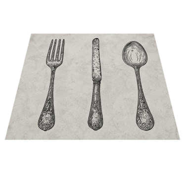 Kitchen vinyl mat in grey cutlery design - TenStickers