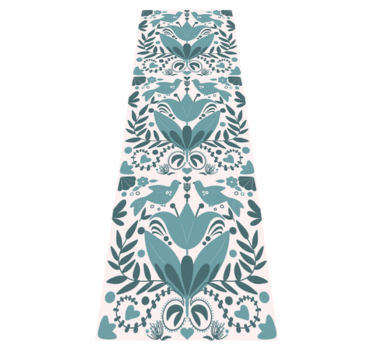 Kitchen vinyl mat with blue folk art birds pattern - TenStickers