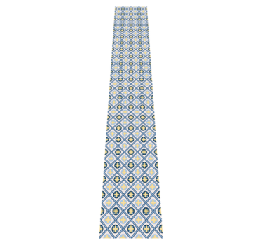 Kitchen vinyl mat in baby blue and yellow tile - TenStickers