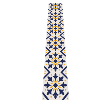 Blue with vibrant yellow portuguese tile kitchen vinyl mat - TenStickers