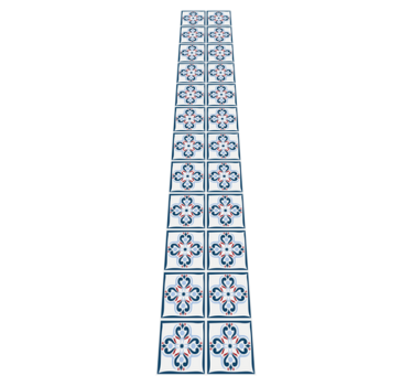 Kitchen vinyl mat in blue and red portuguese tile - TenStickers