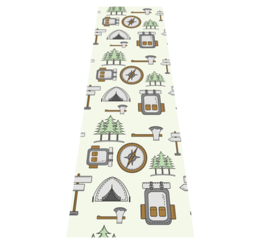 Bedroom carpet camping bag bowl hatchet compass - TenStickers